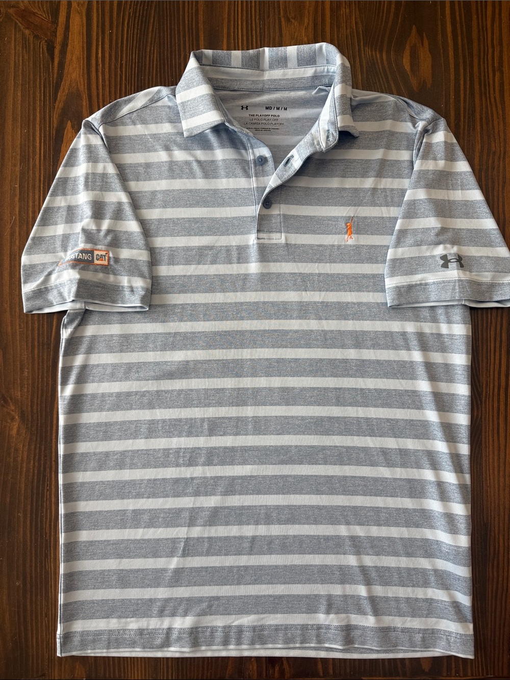 Under Armour Men's Blue Striped Polo Medium Shirt